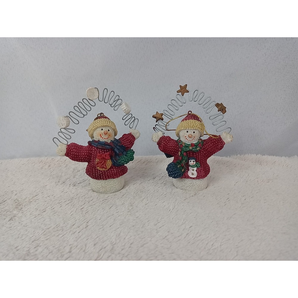 Lot Of 2 Vintage Snowman Ornaments Snowmen Christmas Tree Decorations Holiday